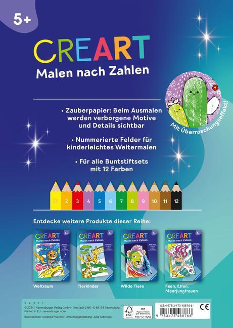 Ravensburger CreArt Malen nach Zahlen ab 5: Kawaii Süße Freunde, Malbuch, 24 Motive