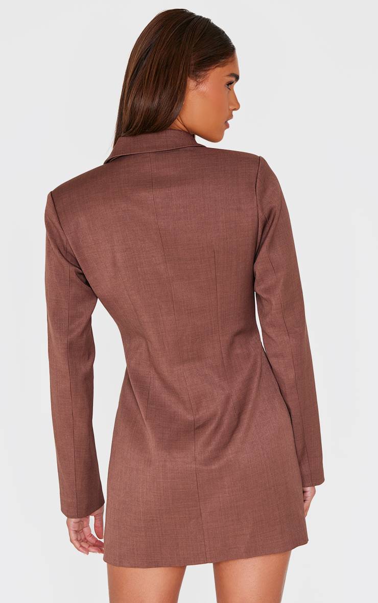 Chocolat Robe Blazer Cintrée À Taille Ajustée Et Manches Longues