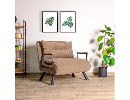 CONCEPT1 - Fauteuil convertible Sando Single marron clair v2 175 x 67 x h78