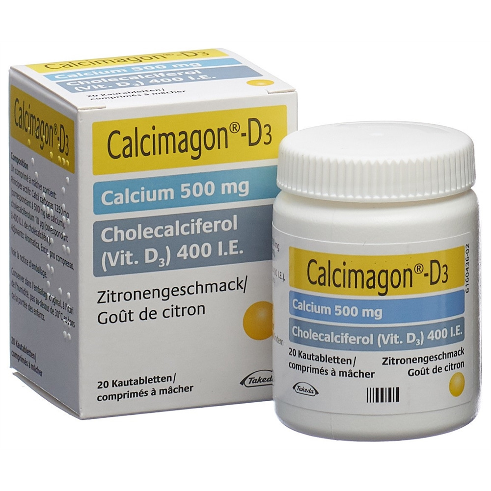 CALCIMAGON D3 Kautabl 500/400 Zitrone Ds 20 Stk