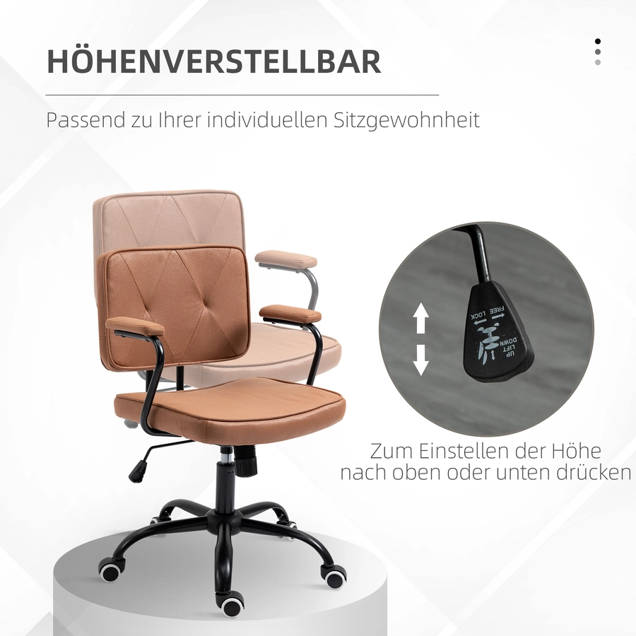 Vinsetto Bürostuhl mit Rollen braun