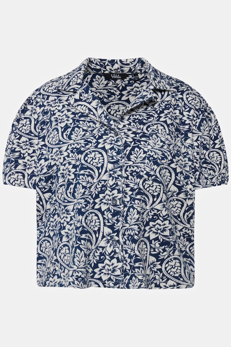 Jerseybluse, kurz, Reverskragen, Halbarm