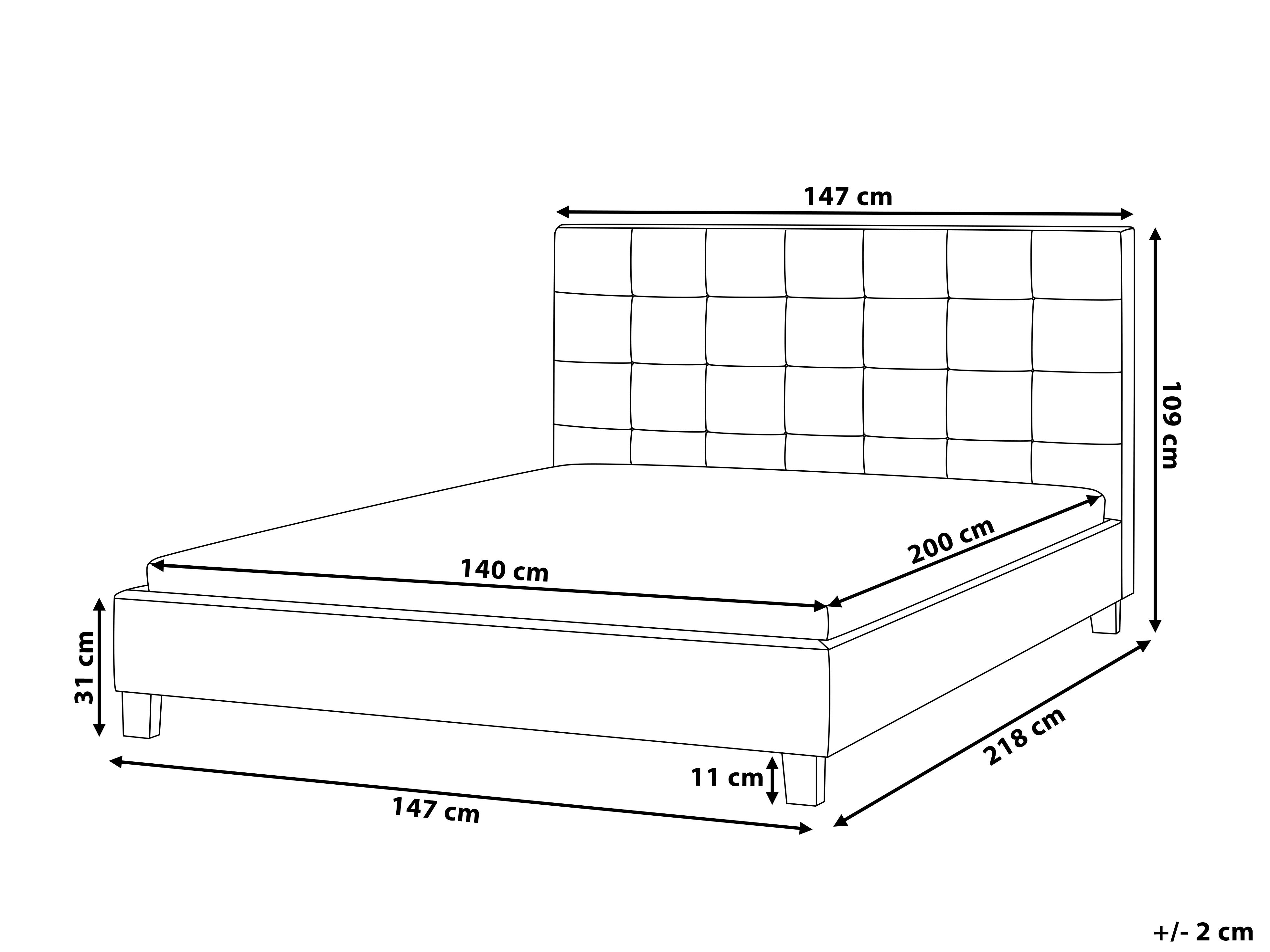 Waterbed Stof LA ROCHELLE 140 x 200 cm Donkergrijs