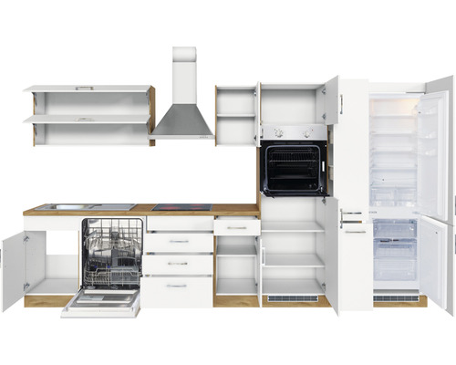 Held Furniture keukenblok met apparatuur Sorrento 360 cm wit mat gedemonteerd omkeerbaar model 1013.6279