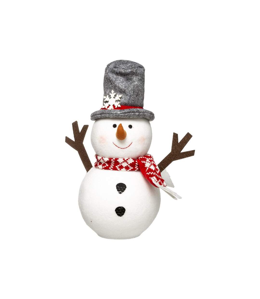 Bonhomme de Neige Déco Chapeau 34cm Blanc