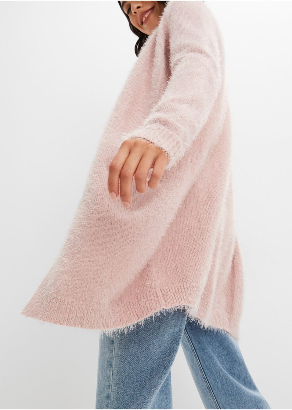 Gilet long en maille duveteux