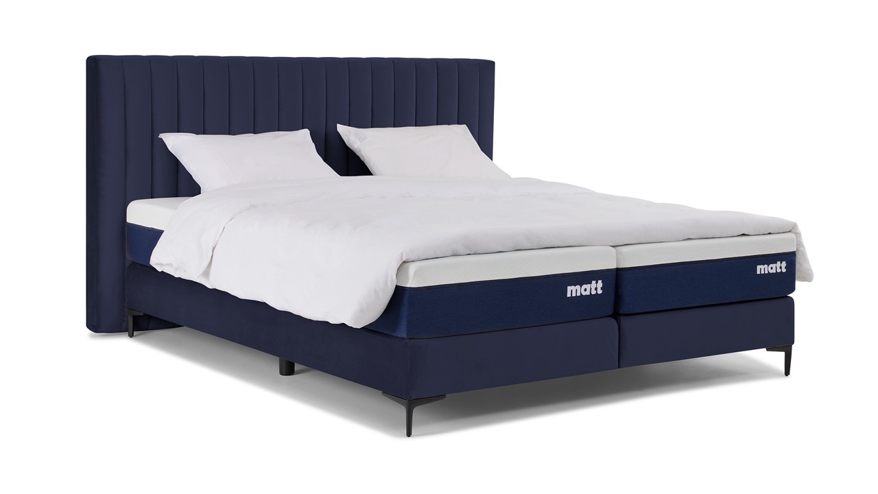 Matt Sleeps Boxspring Velvet stroken met matras Matt blauw