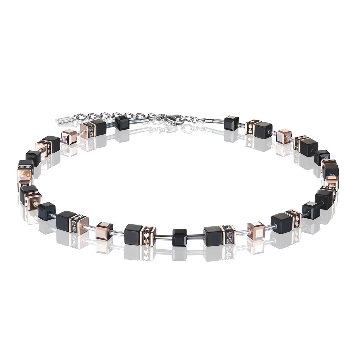 Collier Coeur de Lion onyx noir acier doré