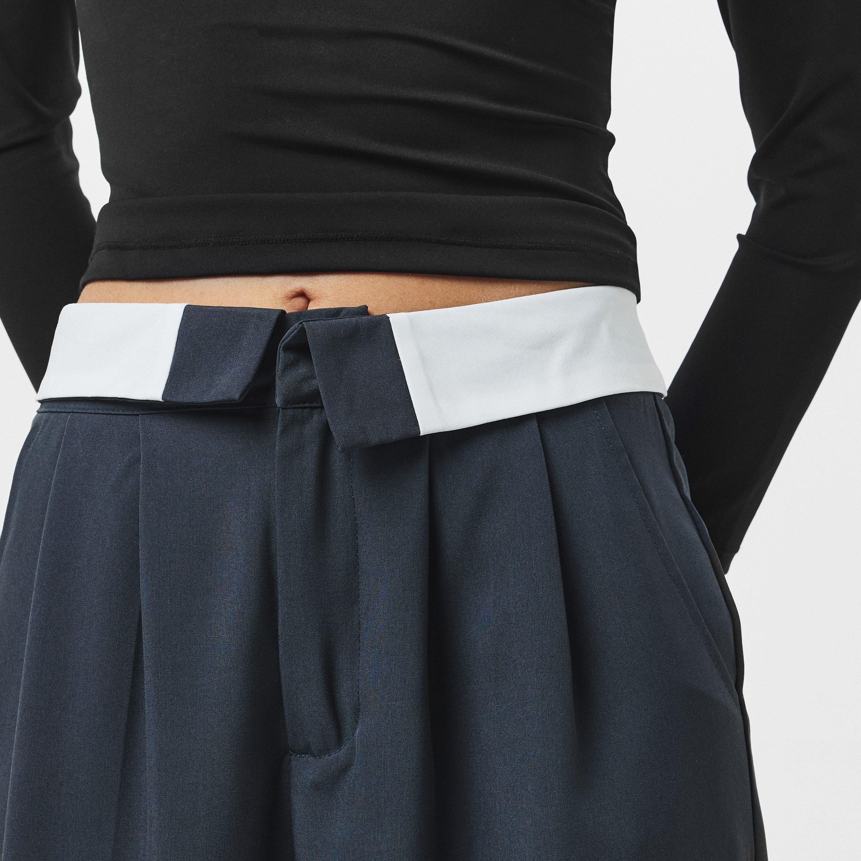 Missy Empire Satin Fold Over Waist Wide Leg Trousers