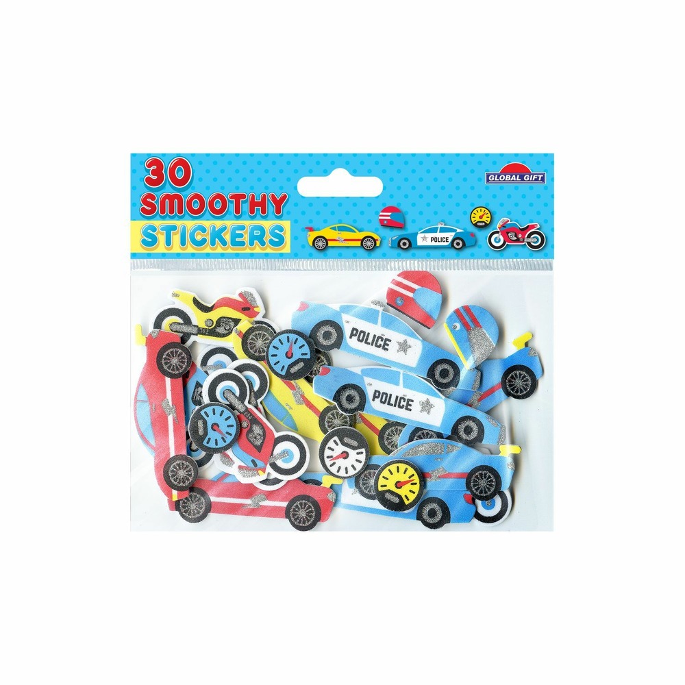 30 autocollants - mousse eva - voiture de police - paillettes