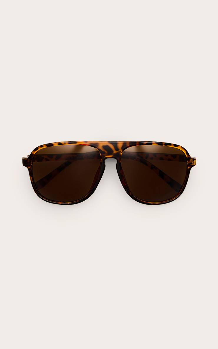Tortoiseshell Lunettes De Soleil Aviateur Surdimensionnées À Monture Écaille