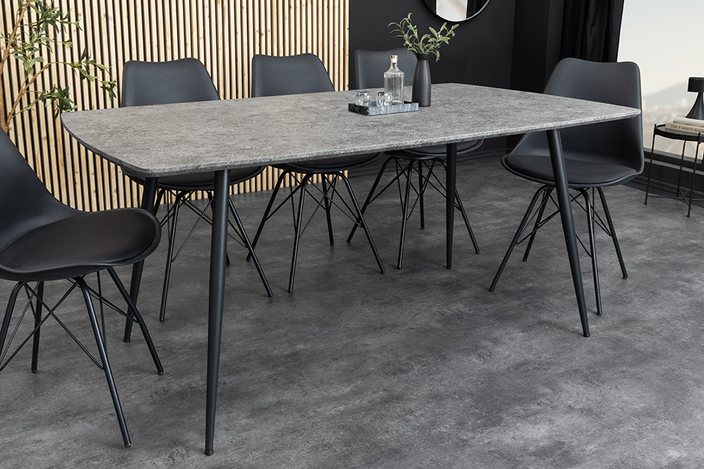 Industrial Esstisch APARTMENT 140cm grau Beton-Design schwarzes Metallgestell