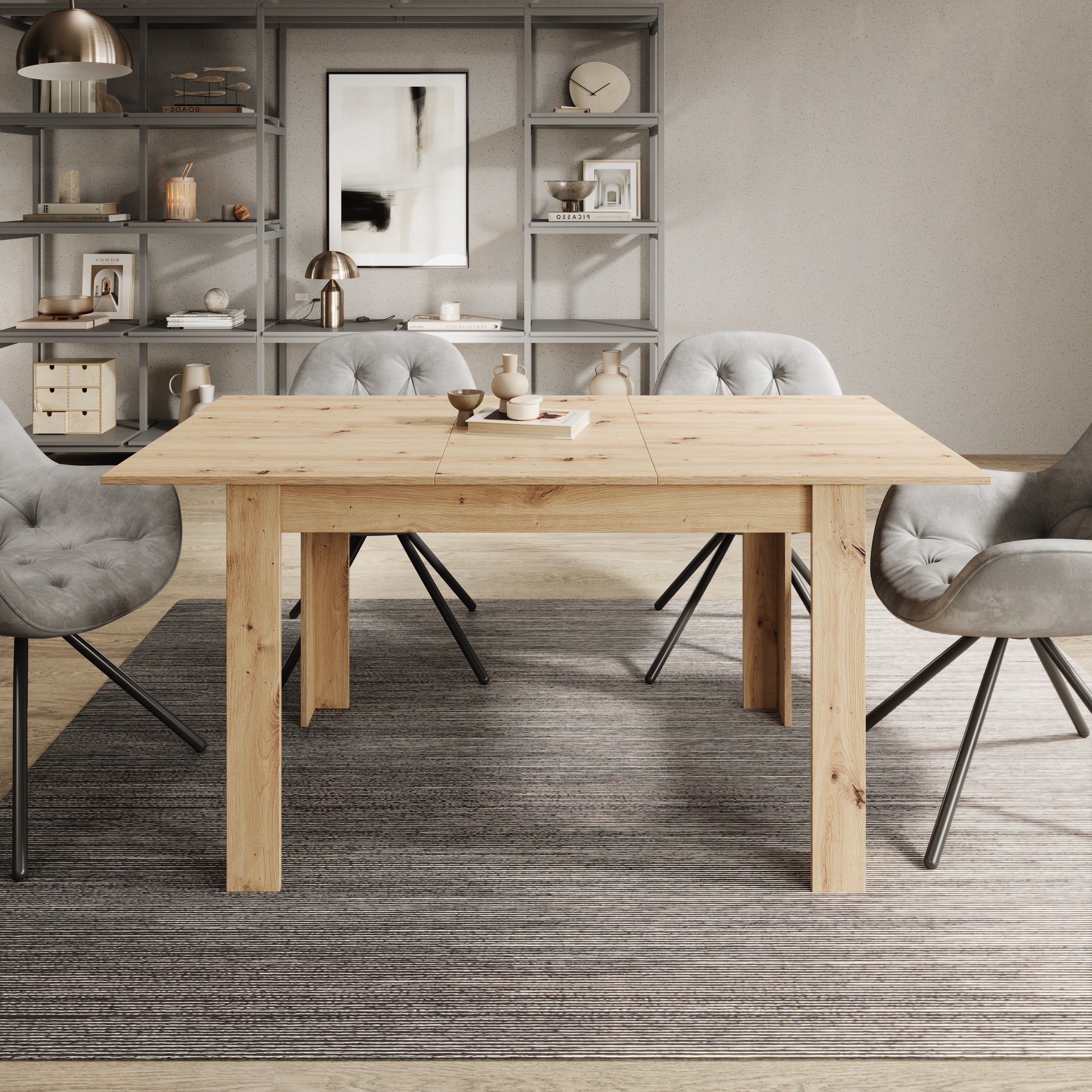 Haverford - Eetkamertafel - Uitschuifbaar - Eikenpatroon - 120x80x76cm