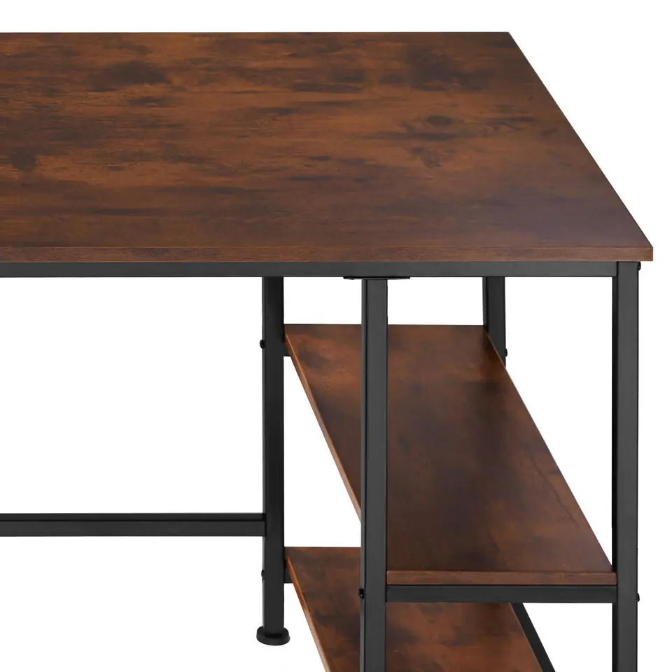 tectake Bureau Canton 120x60x75,5cm, Industrieel Hout Donker, Rustiek