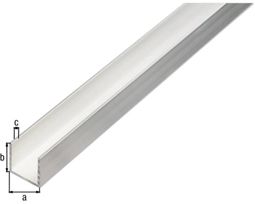 U-profiel aluminium naturel 25x25x2 mm, 1 m