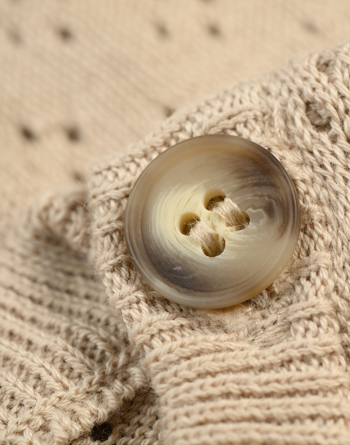 Pointelle-babyvest van gebreid katoen in Beige