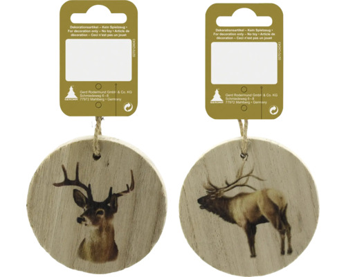 Kerstdecoratie hangend hert 8 cm hout
