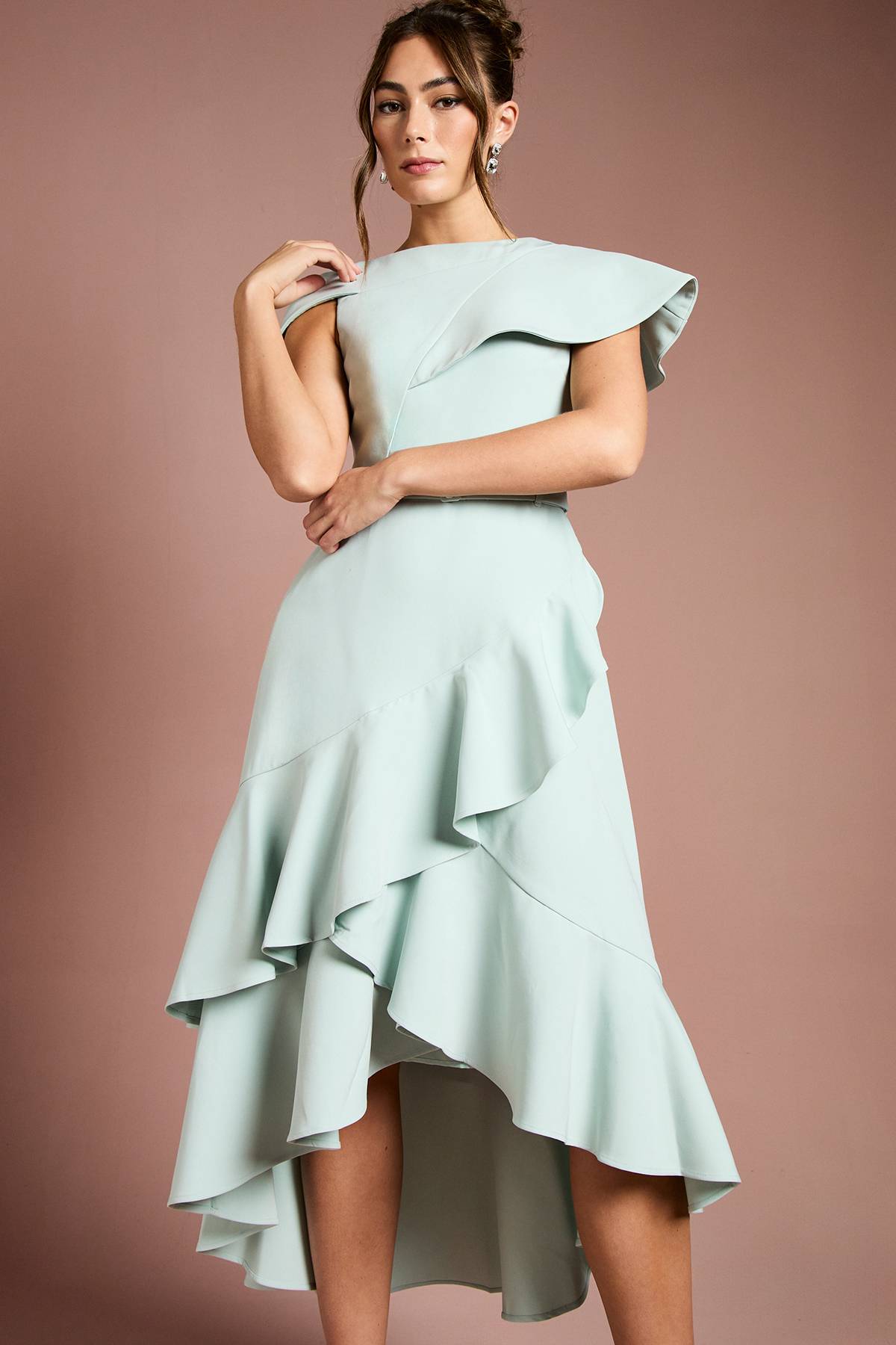 Coast Robe Midi Ceinturée en Crêpe Cascade