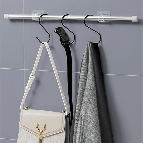 (2er Set) Selbstklebende Multifunktions Gardinen Stangen Halter für Badezimmer / Küche / Wohnzimmer - Transparent