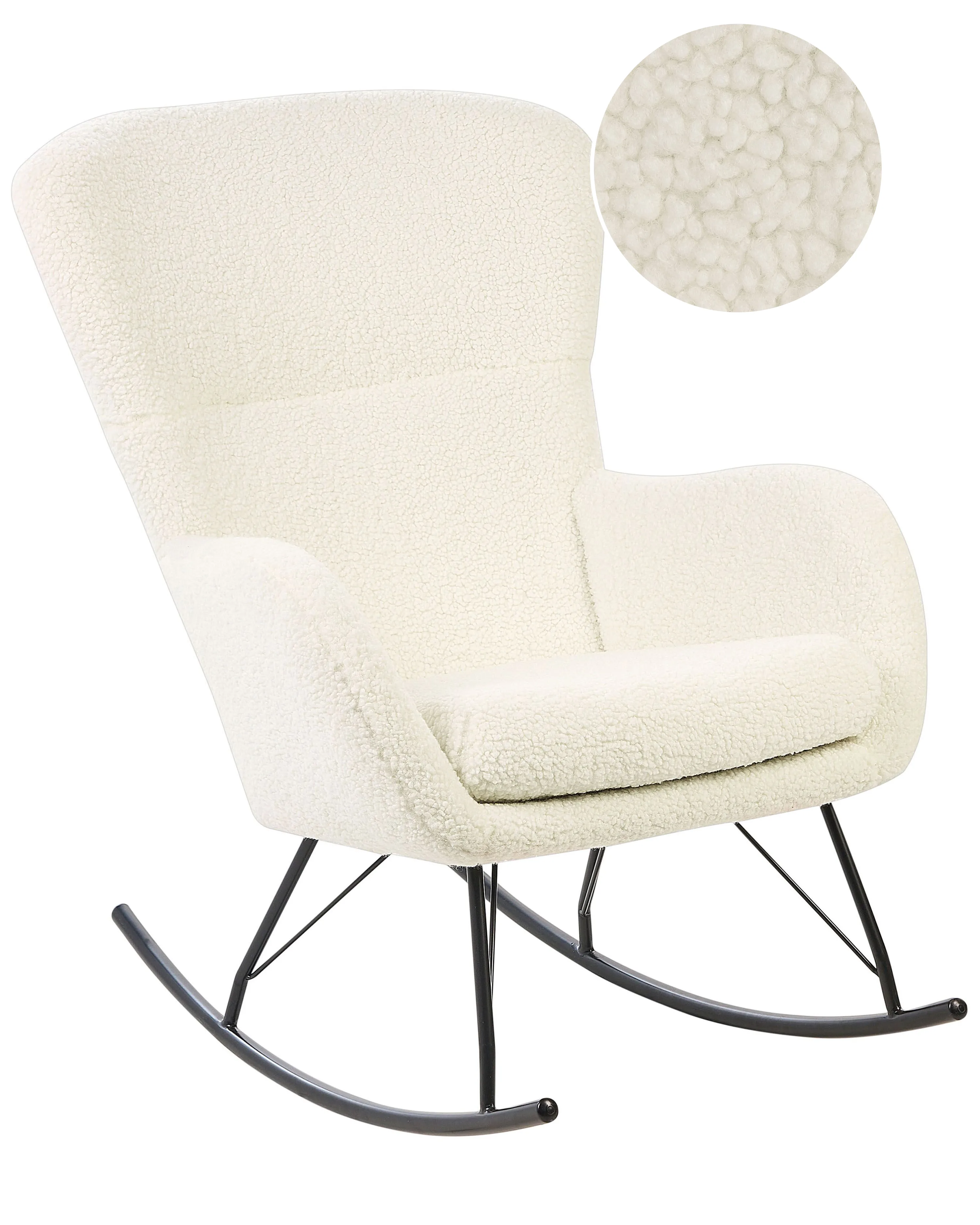 Schommelstoel ANASET Bouclé Lichtbeige