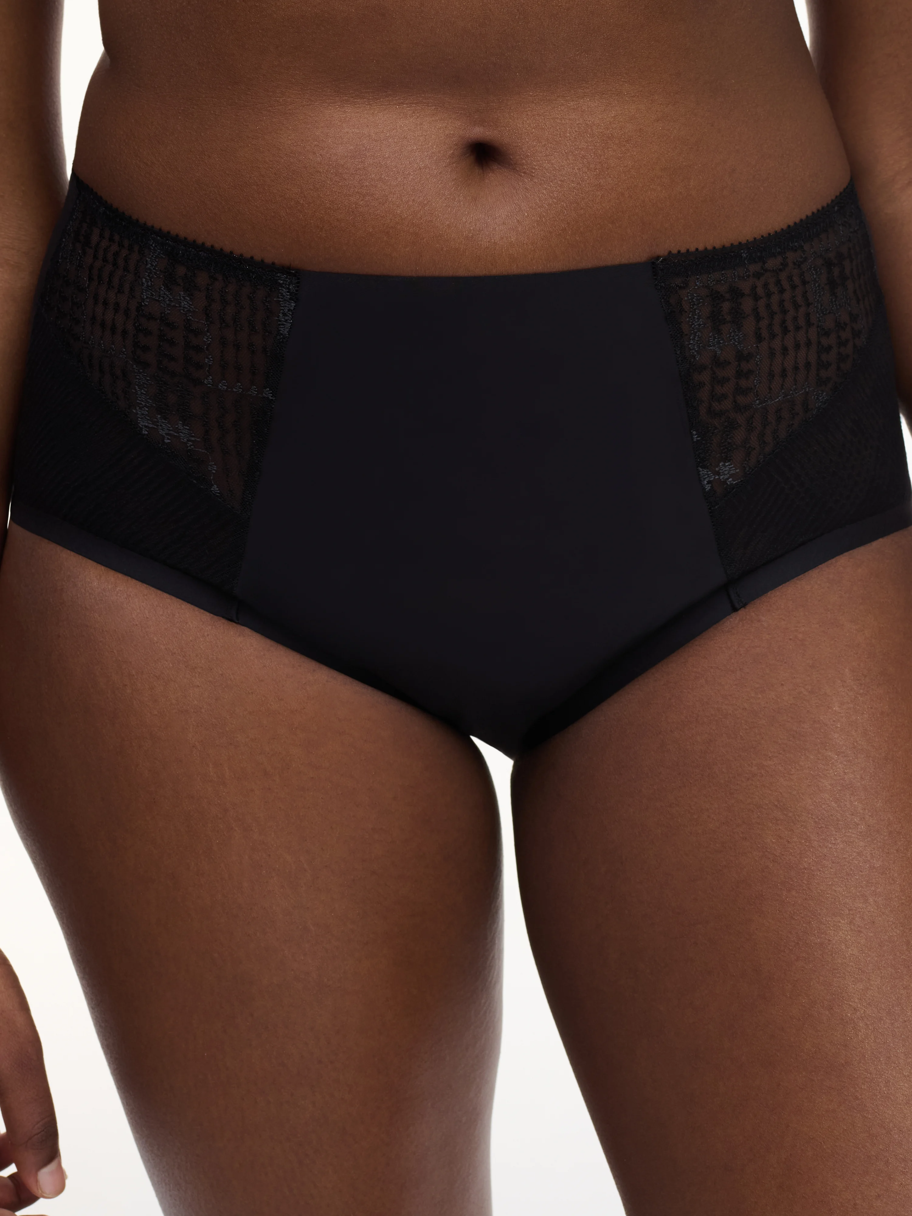 INTRIGUE - Culotte taille haute broderie | Noir