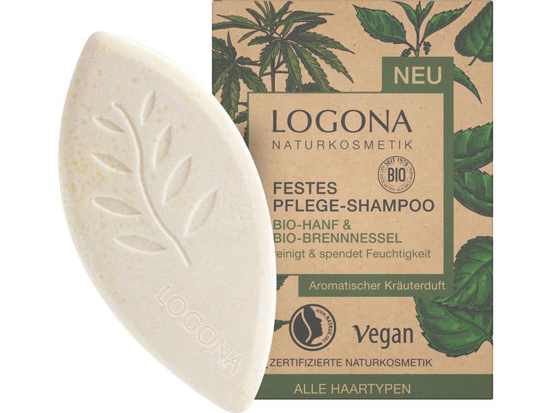 Logona Festes Shampoo Bio-Hanf und Bio-Brennnessel 60 g Natürliches, festes Shampoo mit aromatischem Kräuterduft