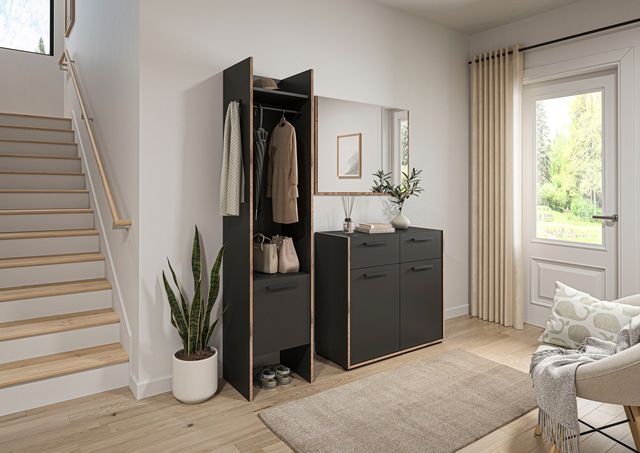INOSIGN Garderobenschrank »MUSTA, Breite: 42cm, inkl. Kleiderstange, 2 Haken, 1 Tür« Dielenschrank, Flurschrank, Schrank, Universalschrank, Sitzbank