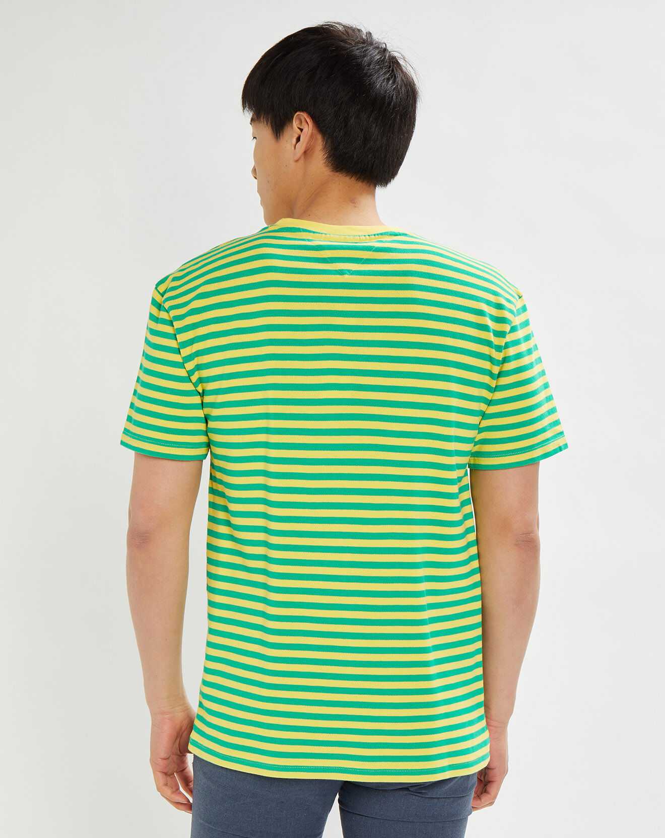 Tommy Jeans T-Shirt piqué rayé jaune/vert
