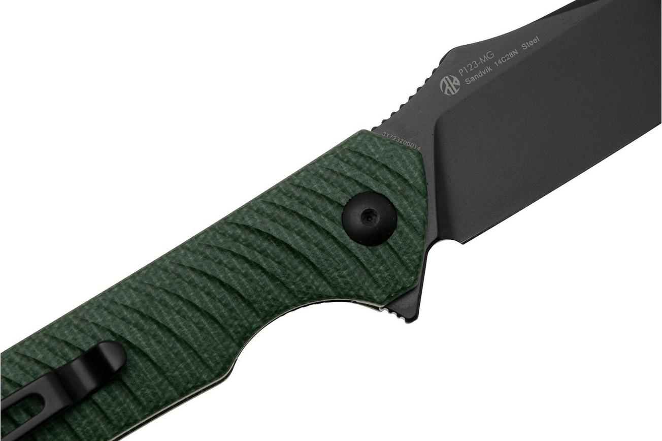 Ruike P123-MG PVD 14C28N, Green Micarta, zakmes