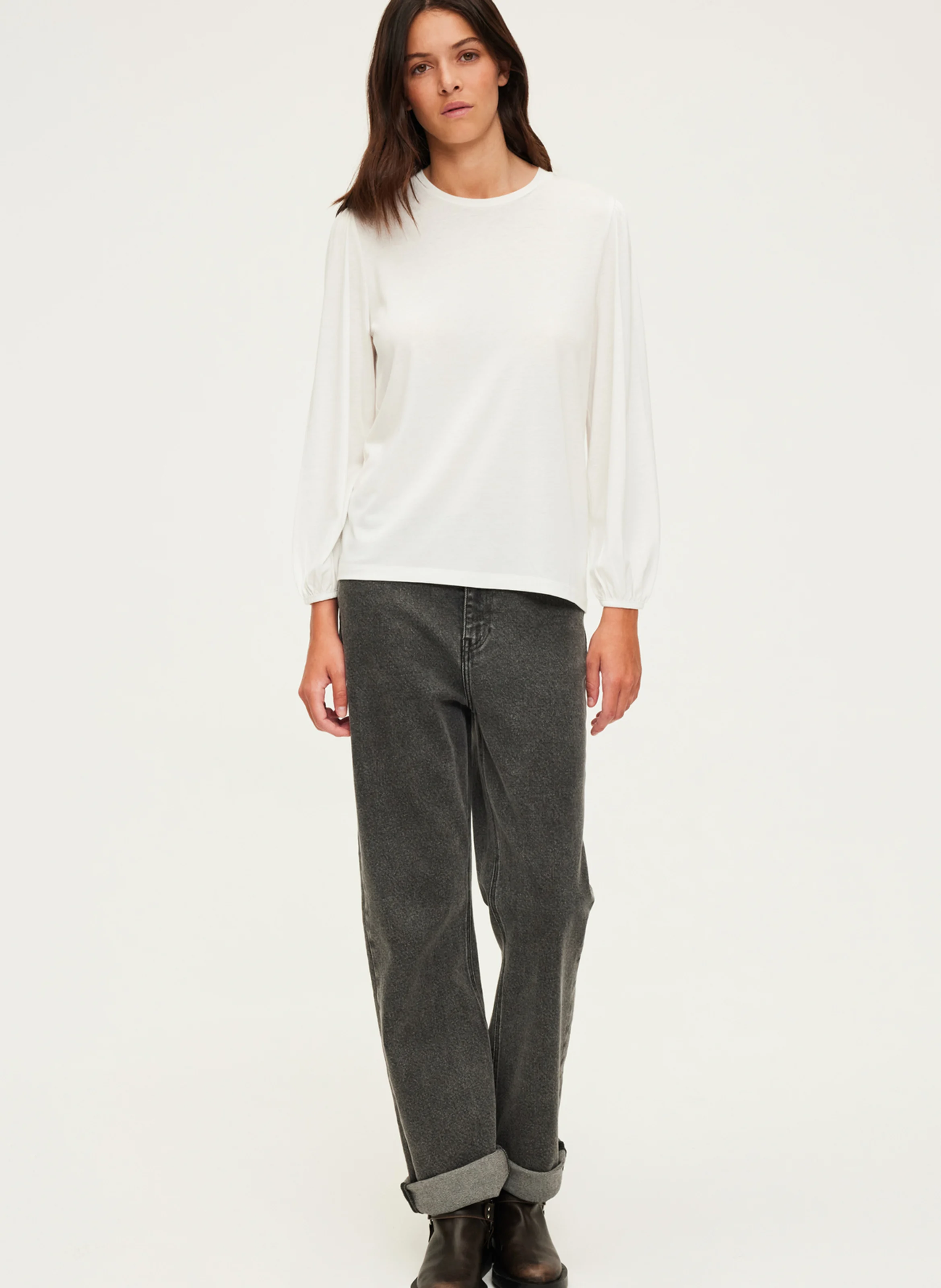 AZLIS - Tee-shirt droit manches longues | Beige