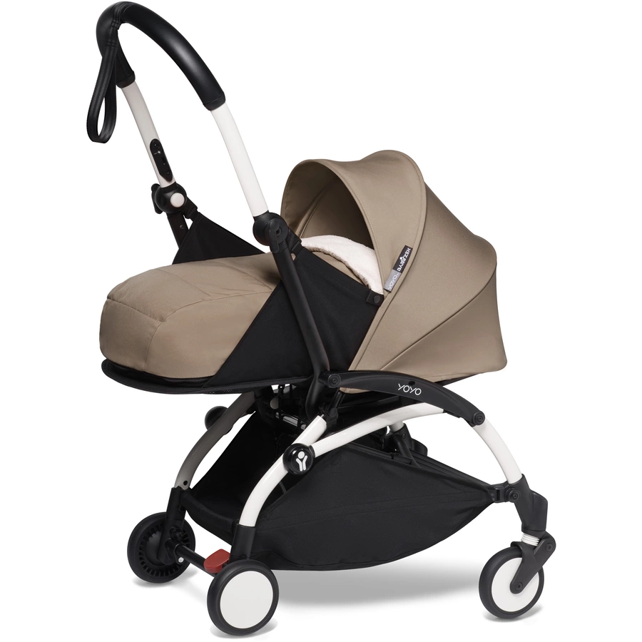 BABYZEN Kinderwagen YOYO2 0+ White mit Neugeborenenaufsatz Taupe