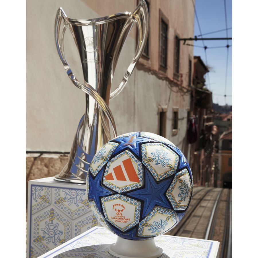 adidas Ballon Femme Champions League Finale 2024/25 Lisbon Pro Ballon de Match - Blanc/Orange/Bleu