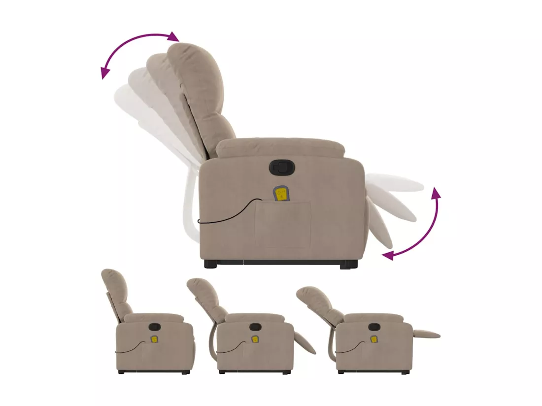 Fauteuil inclinable massant taupe tissu microfibre