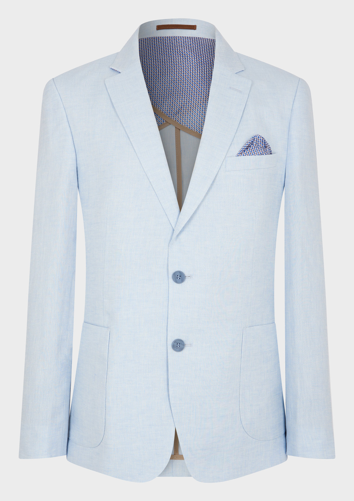 Veste coordonnable Regular en lin uni bleu ciel