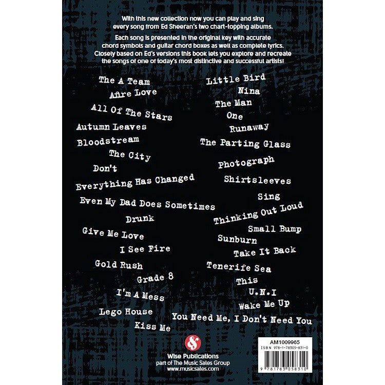 Wise Publications Ed Sheeran Guitar Chord Songbook