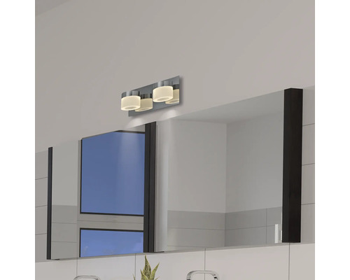 LED FLAIR wandlamp, 2-lichts, 2x630 lm, 3000 K, HxB 10x26 cm, Kynosura chroom