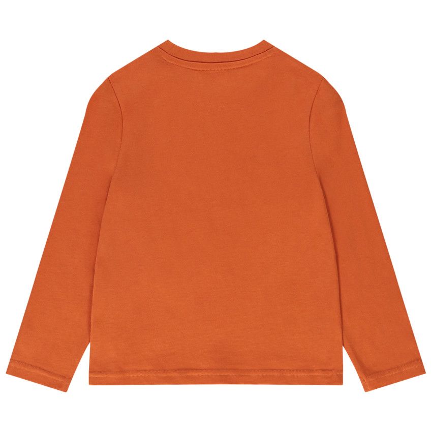 T-shirt manches longues en jersey print fantaisie pour garçon - Corail