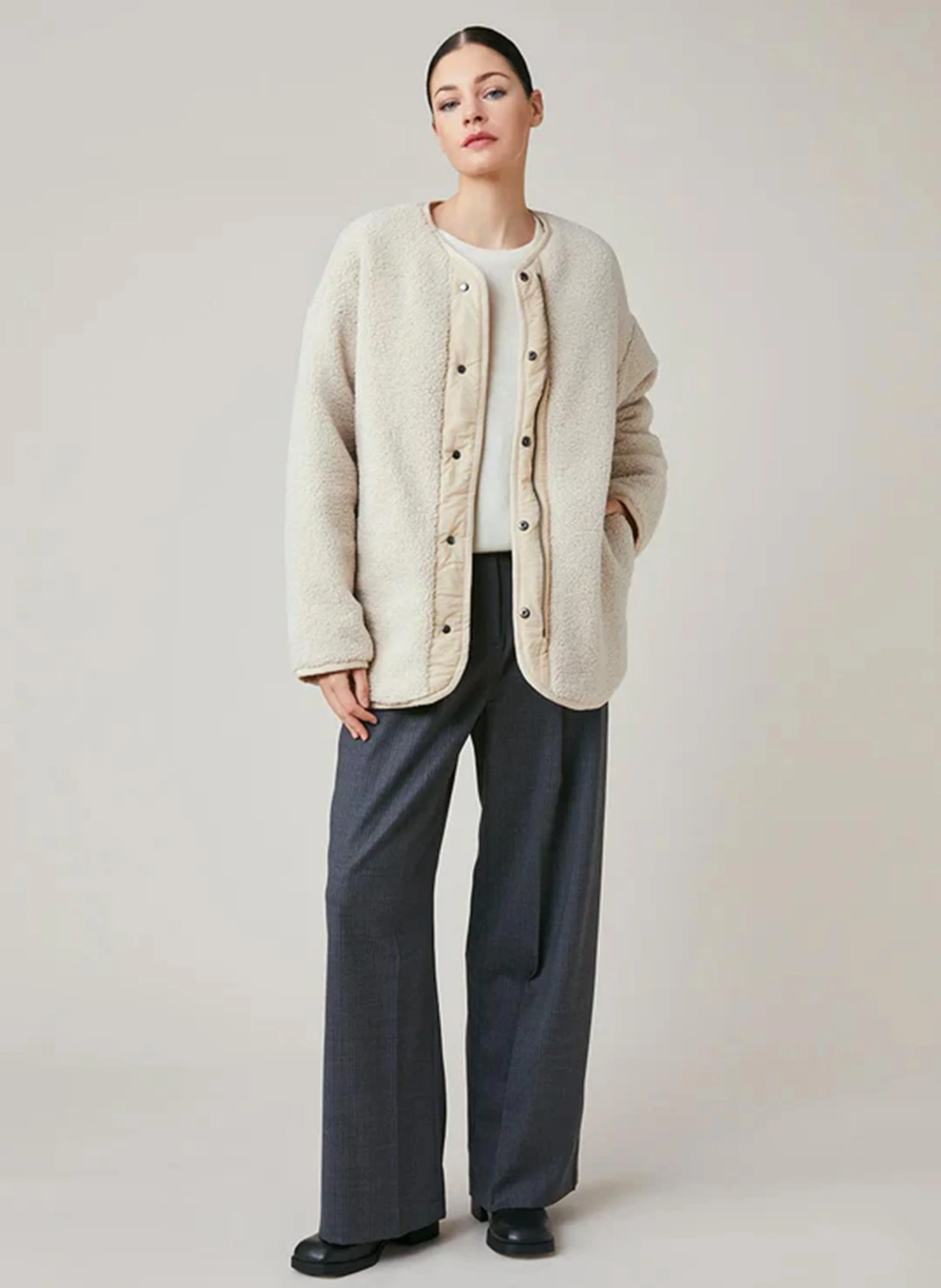 FALLOU - Veste oversize réversible à encolure V | Blanc