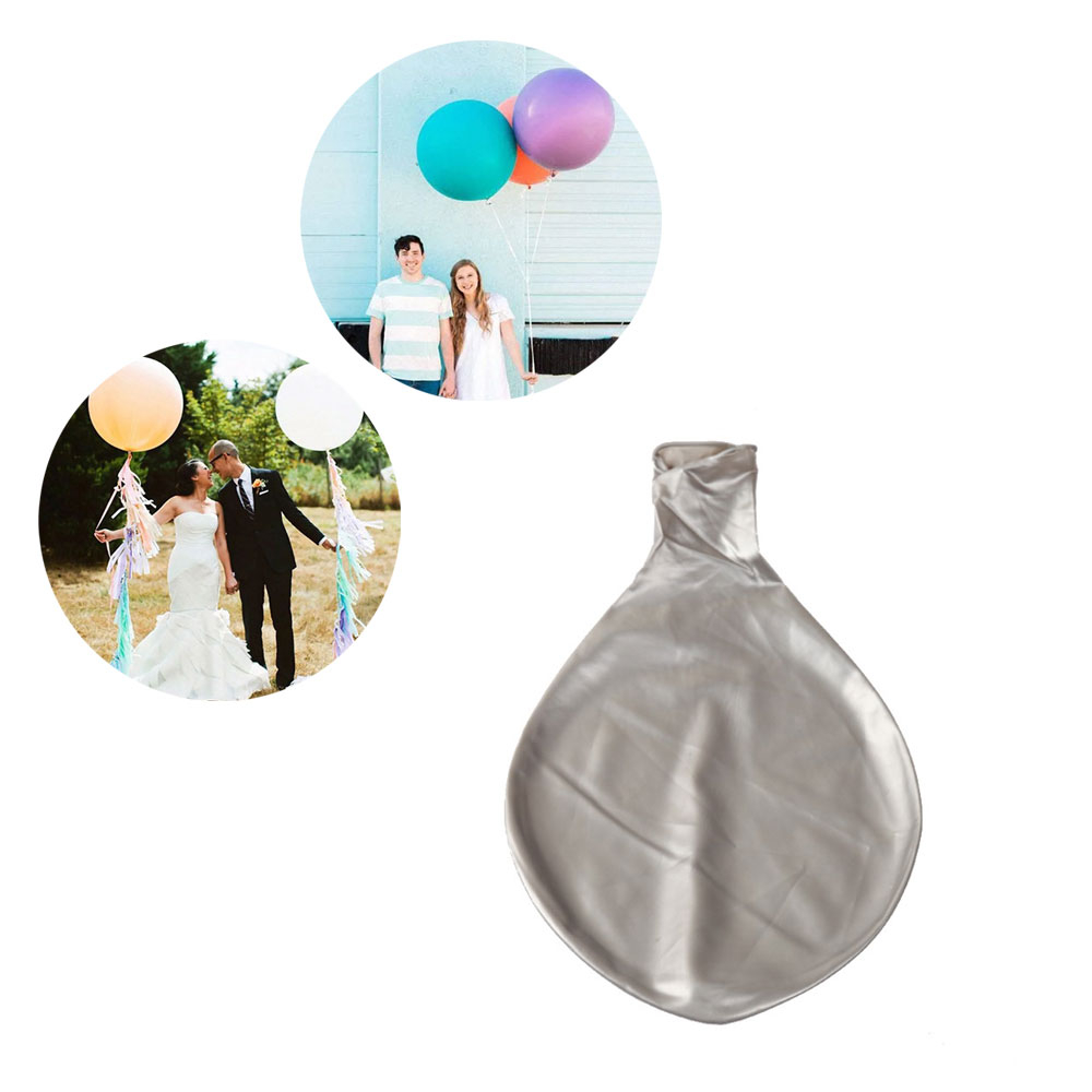 (5er Set) Ø90cm XXL Party Deko Ballons Latex Luftballons Extragross - Silber