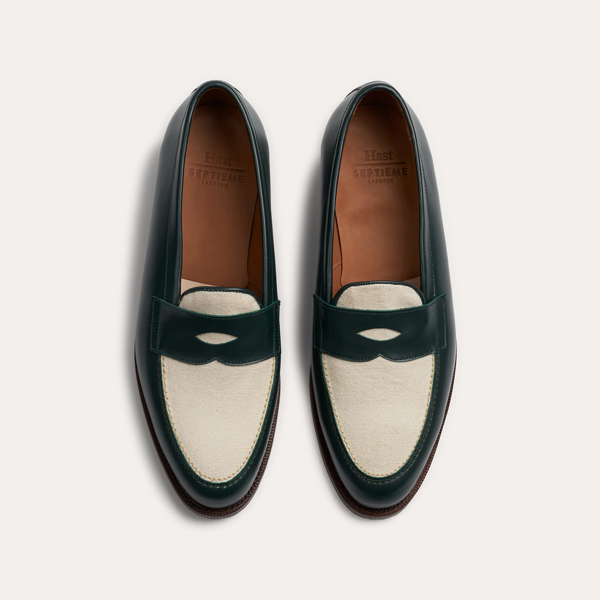 Two-tone English green moccasin