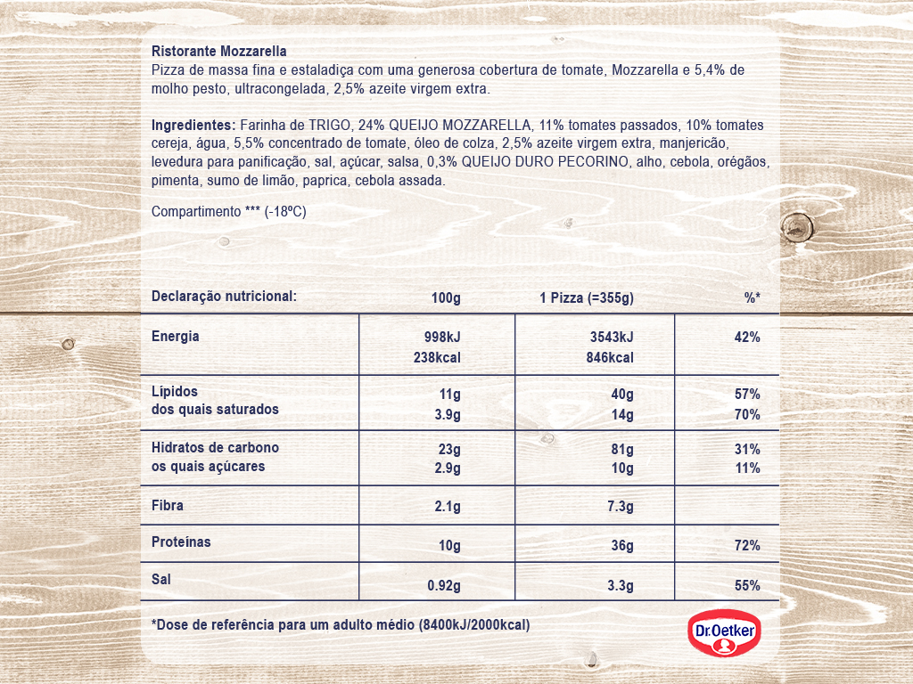 PIZZA RISTORANTE DR.OETKER MOZZARELLA 355GR