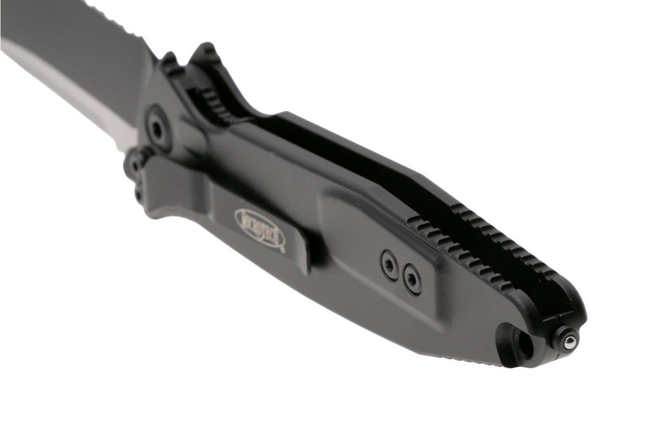 Microtech Socom Elite 160-2T, Two Tone M390 Clippoint, Black Aluminum, partly serrated zakmes