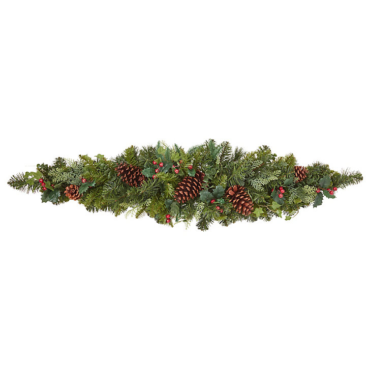 Feston de Noël Amden imitation sapin et pomme de pin 120cm
