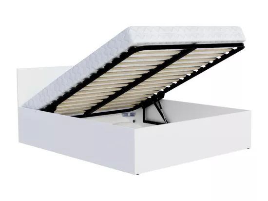 Lit Panama 140x190 + coffre - Sommier inclus Blanc