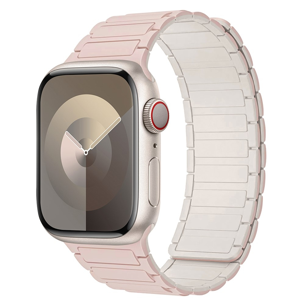Apple Watch (42/41/40/38 mm) Silikon Glieder Armband mit Magnetverschluss (Gelenkumfang: 180-250mm) - Rosa / Beige
