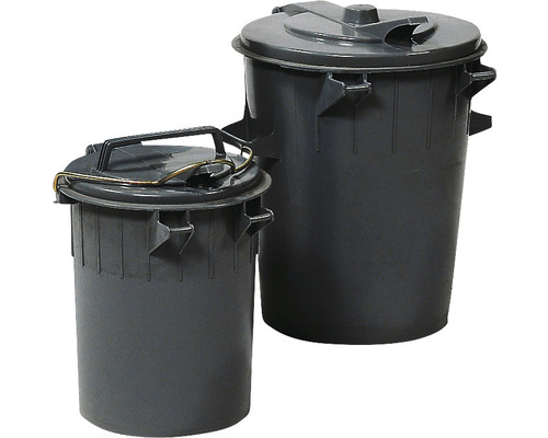 Ronde kunststof vat met deksel, antraciet, 35 l