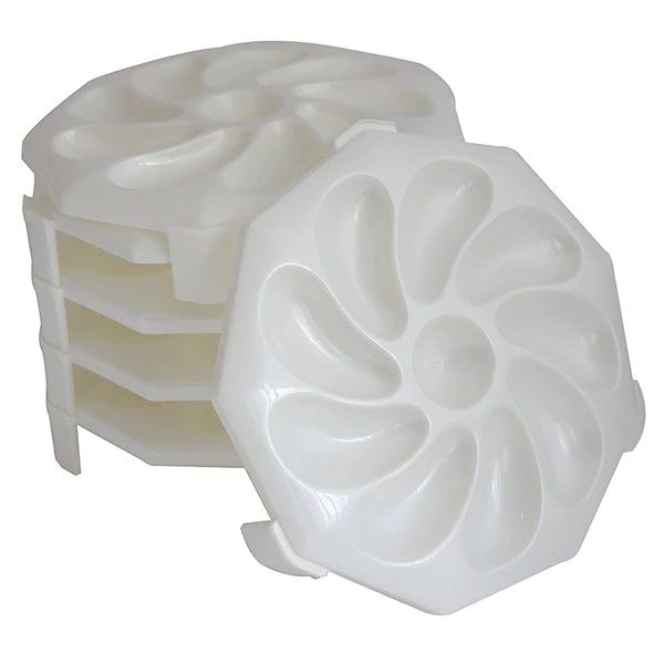 6 assiettes à huîtres empilables 9 huîtres + 1 citron Roger Orfèvre