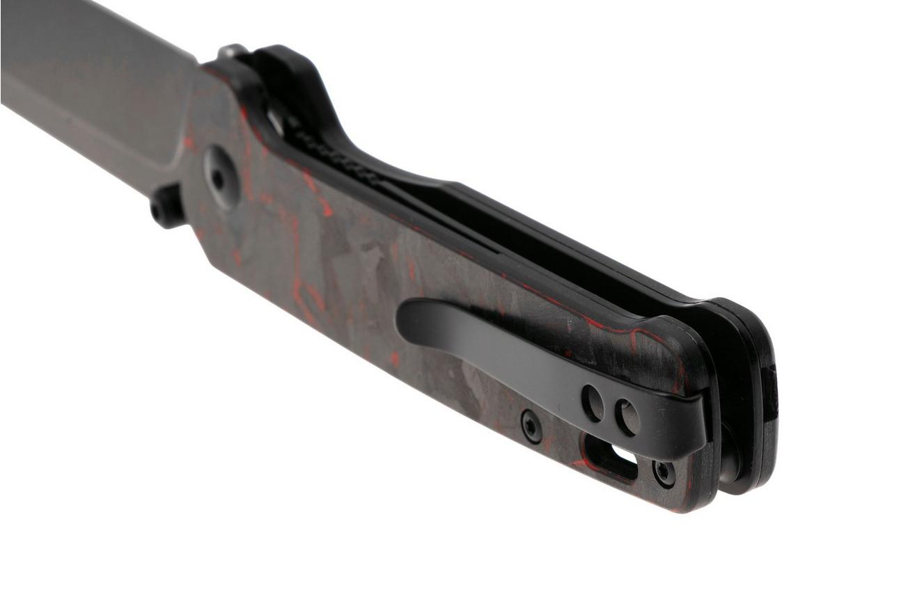 QSP Knife Penguin V2 QS130V2-F2 Blackwashed D2, G10 Shredded Carbon Overlay, zakmes