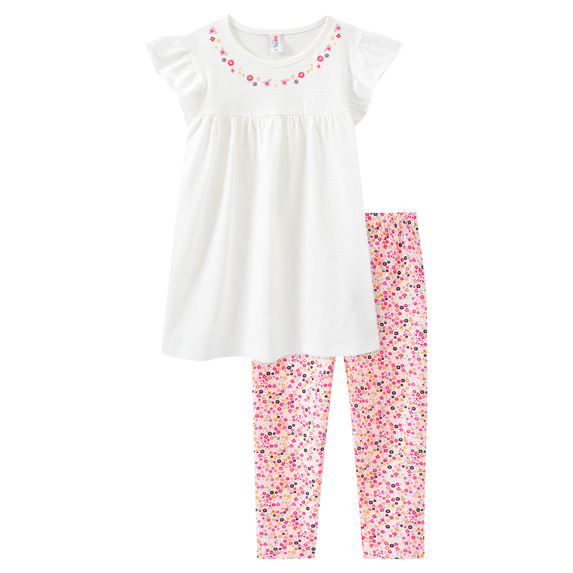 Topolino Mädchen T-Shirt mit Capri-Leggings im Set weiss / rosa / pink