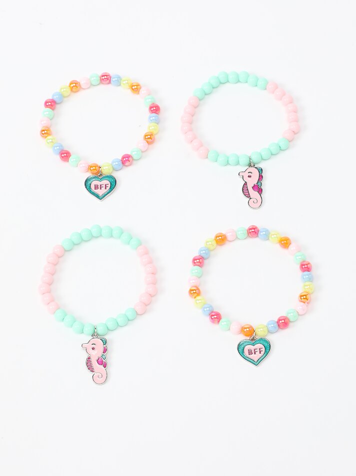 Pacote com 4 pulseiras com pingentes de melhores amigas - Sortidas
